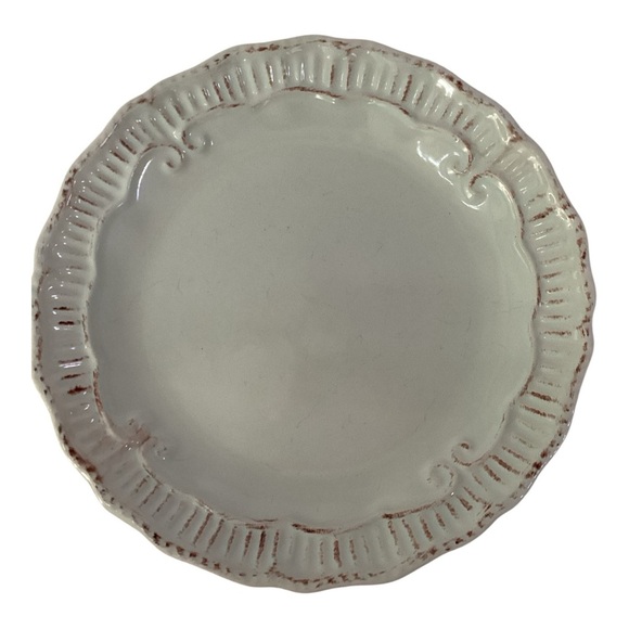 Modern Southern Home Capri Brown Trim Embossed Ribbed Mint Green Salad Plate - Picture 5 of 6
